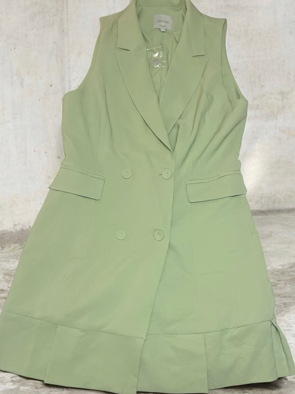 Love Tree Sleeveless Double-Breasted Mint Green Blazer Dress